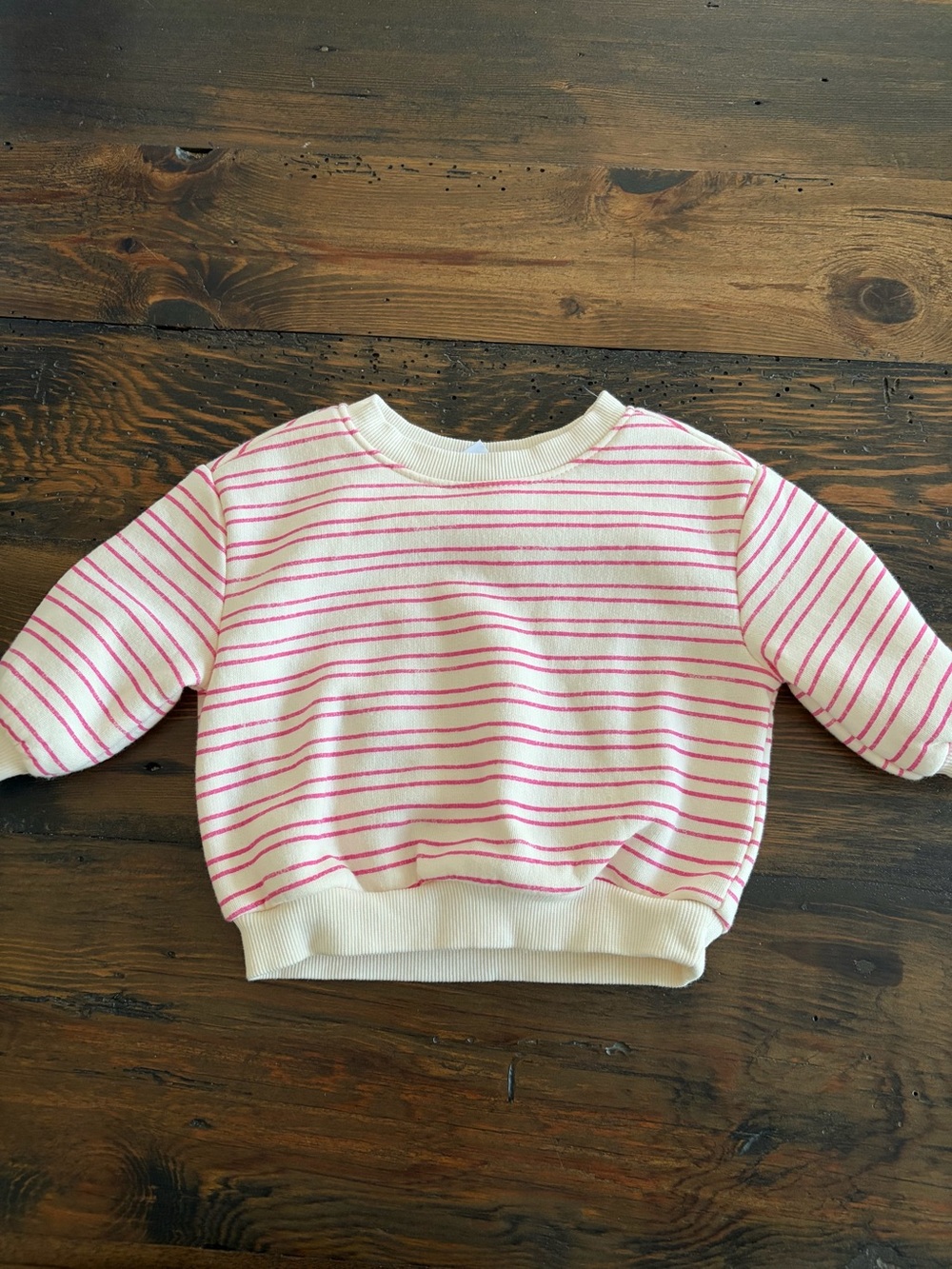 Old Navy Cream and Pink Striped Kids Sweatshirt
